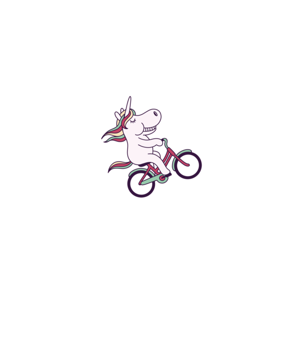 unicorn cu bicicletă model alb pe tricou