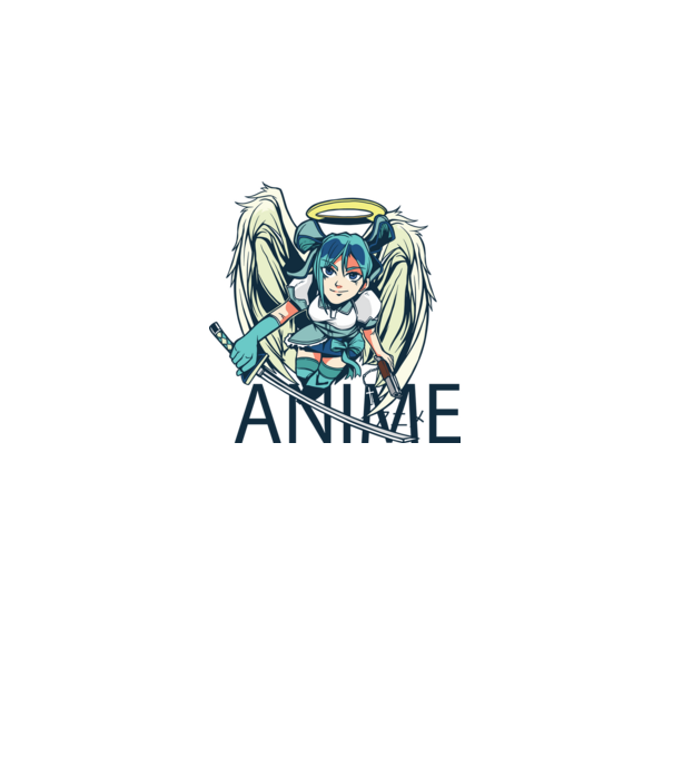 Anime fată cu sabie model alb pe tricou