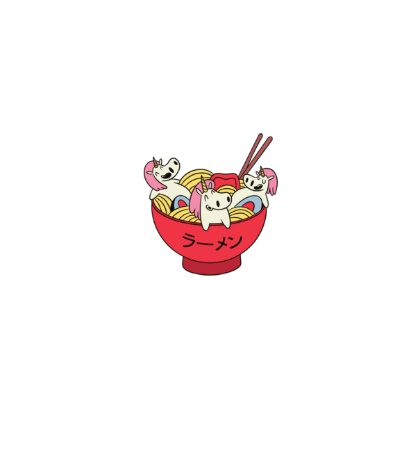 Unicorn Ramen model mentă pe tricou