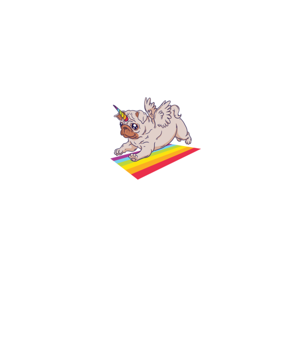 Pugicorn - mops unicorn model negru pe tricou