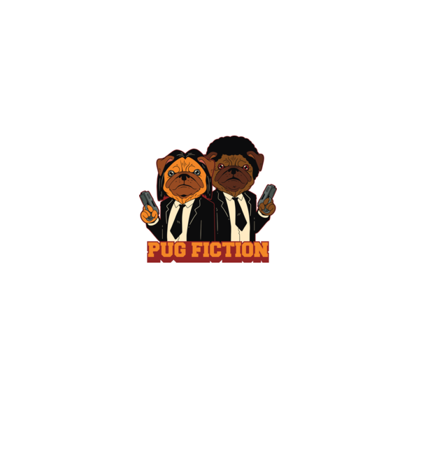 Pug Fiction Pugs Mops Pulp Fiction parodie model alb pe tricou