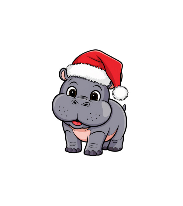 Crăciun Hippo model alb pe tricou