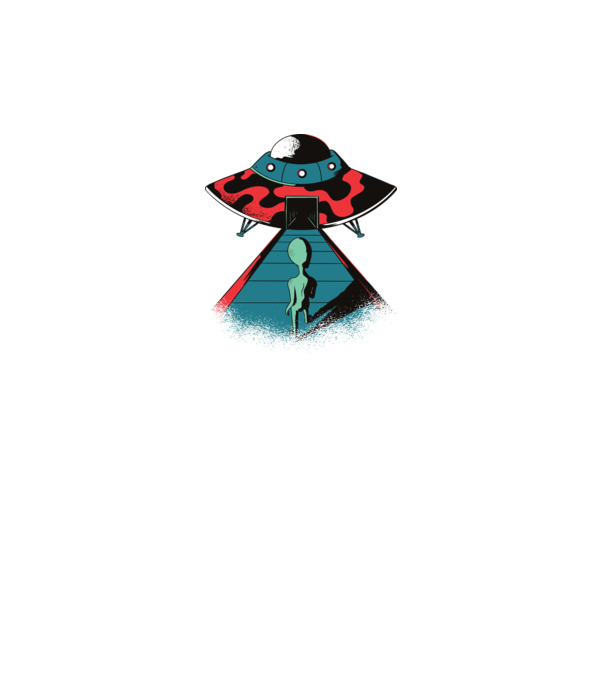 Alien Ufo model negru pe tricou