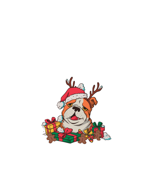 Bulldog de Crăciun model nisipiu pe tricou