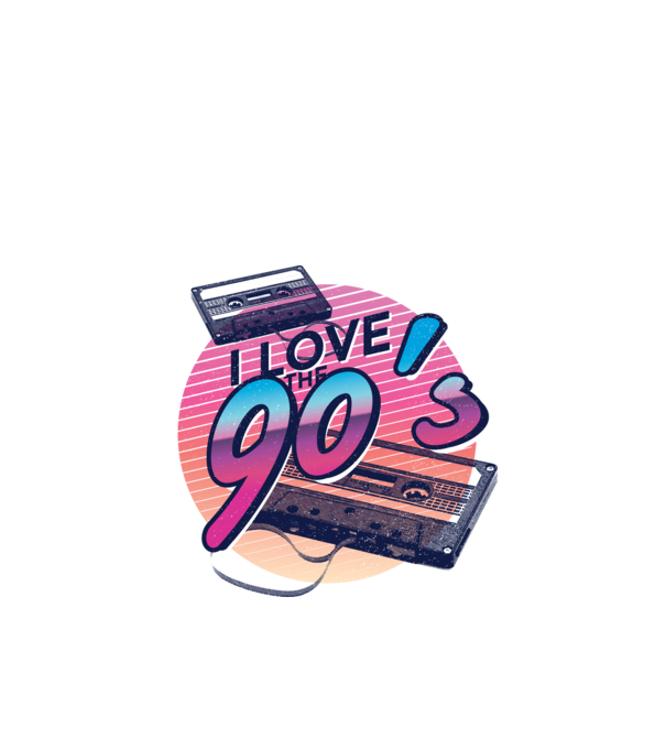 I love the 90s Casetă model turcoaz pe tricou