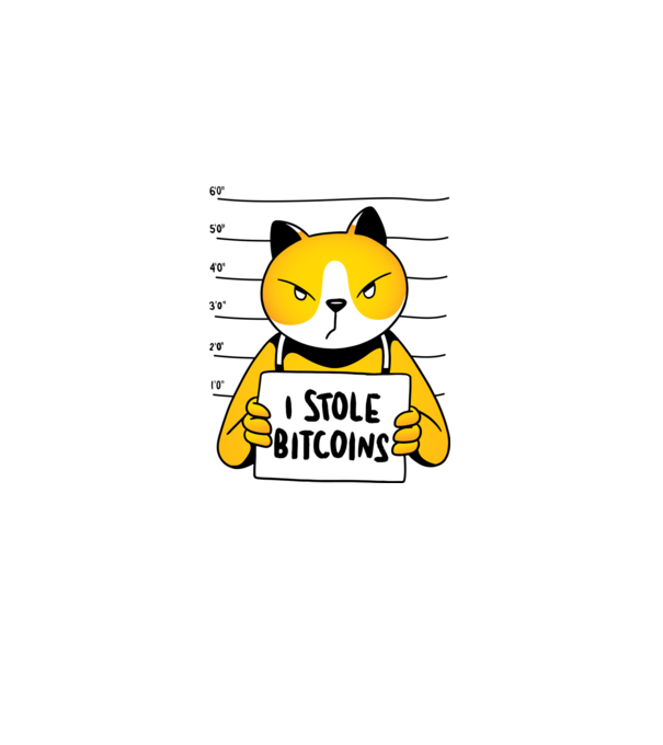 Pisică hoață Bitcoin model gri pe tricou