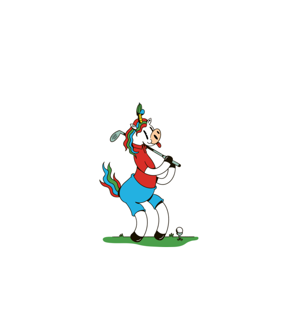 Unicorn jucător de golf model alb pe tricou