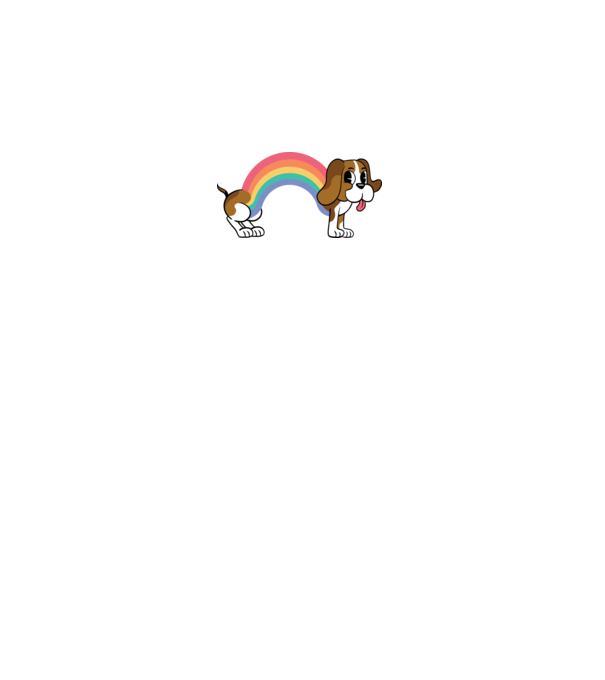 Beagle curcubeu model alb pe tricou