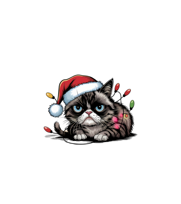 Christmas Spirit Grumpy Cat Negru model alb pe tricou
