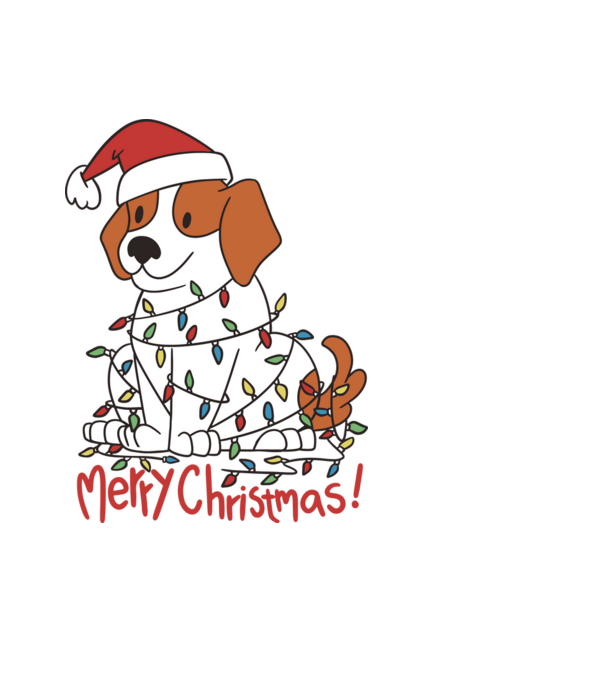 Beagle Crăciun Fericit! model negru pe tricou
