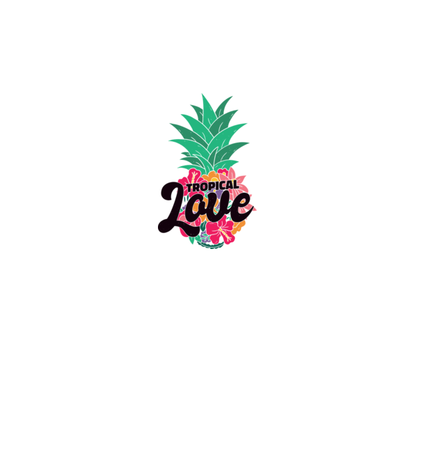 Ananas Tropical Love model alb pe tricou