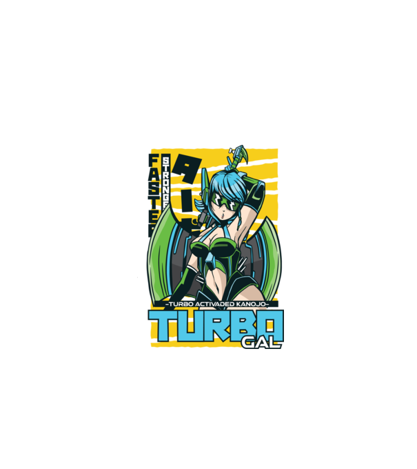 Turbo Gal Anime model alb pe tricou