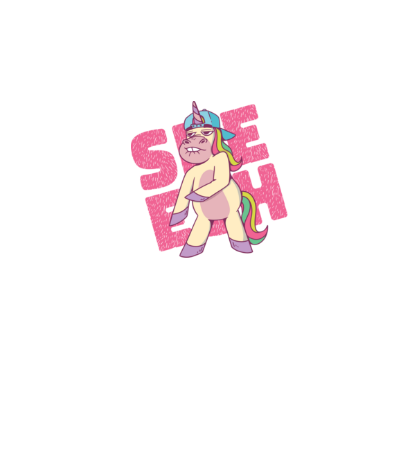 Unicorn Shesh model albastru închis pe tricou