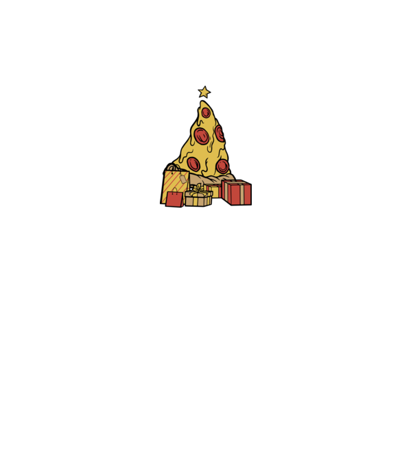 Pizza pom de Crăciun model negru pe tricou