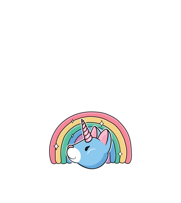 Pisică Unicorn model albastru închis pe tricou