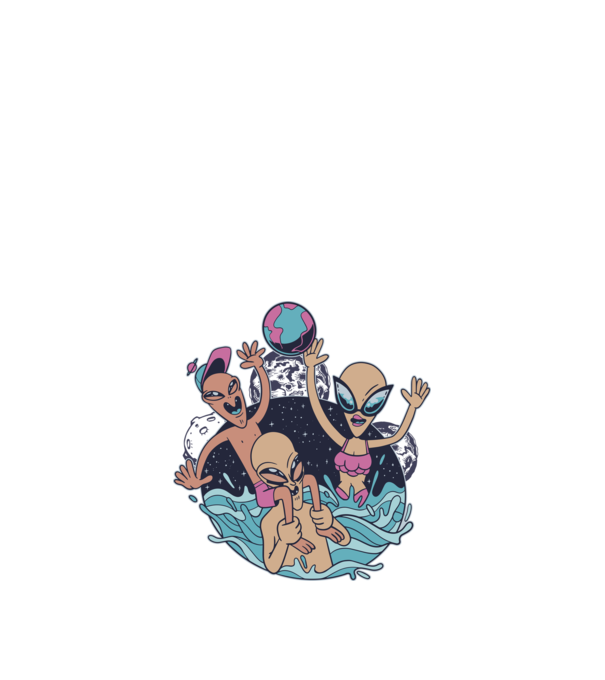 Alien Familie ștrand model alb pe tricou