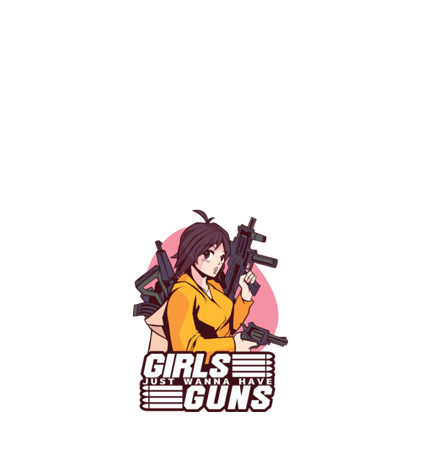 Anime fată cu armă model alb pe tricou