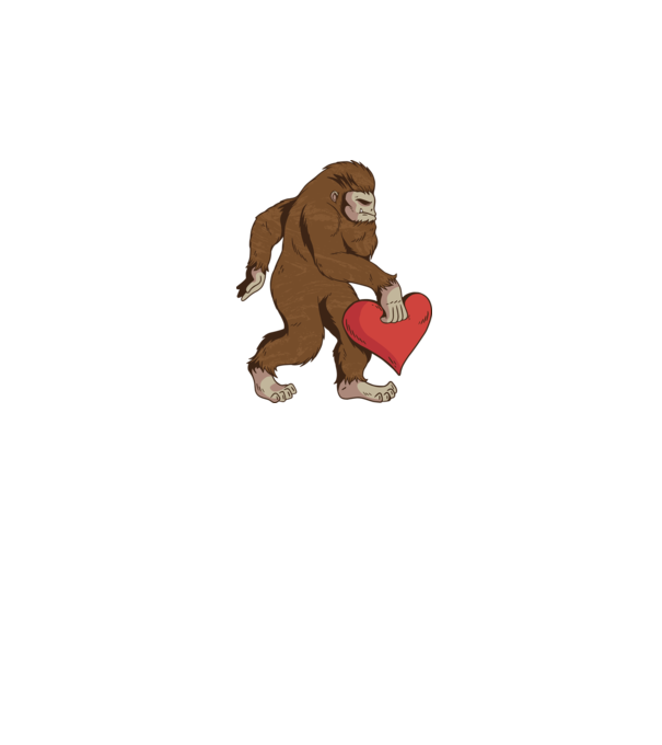 Bigfoot Yeti cu inimă model alb pe tricou