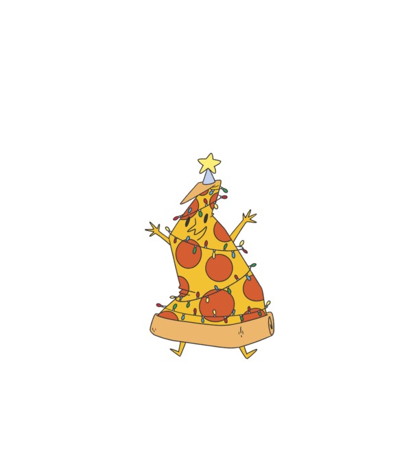 Pizza pom de Crăciun model negru pe tricou