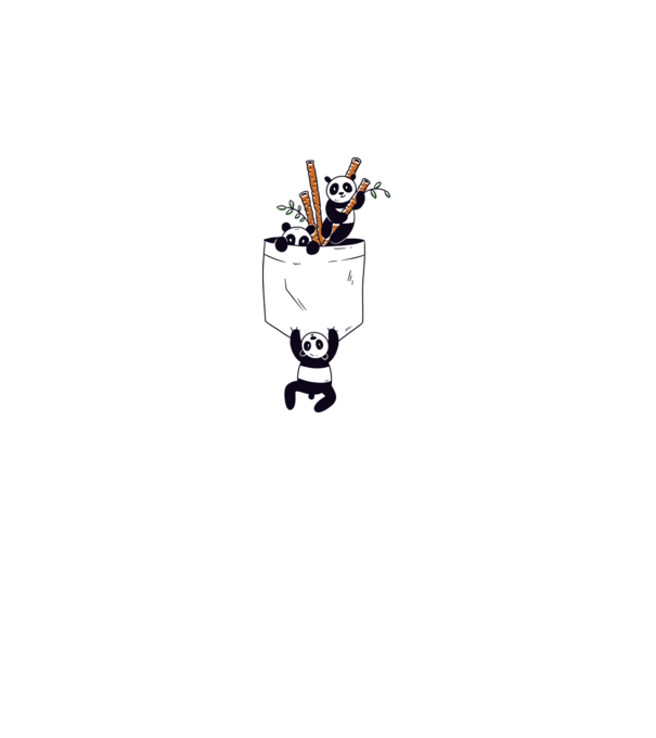 Panda de buzunar model alb pe tricou