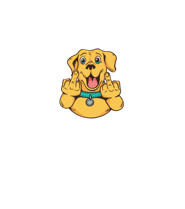 Golden Retriever arată degetul model negru pe tricou