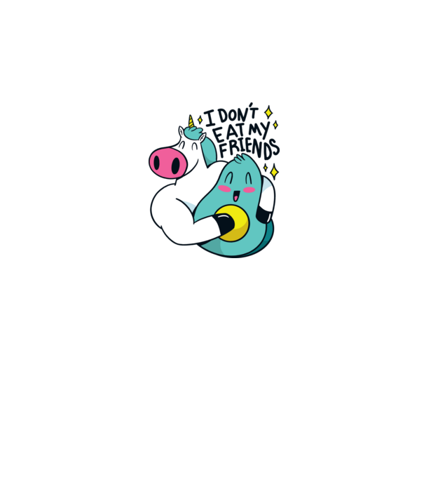 Unicorn Avocado Prietenie model albastru închis pe tricou