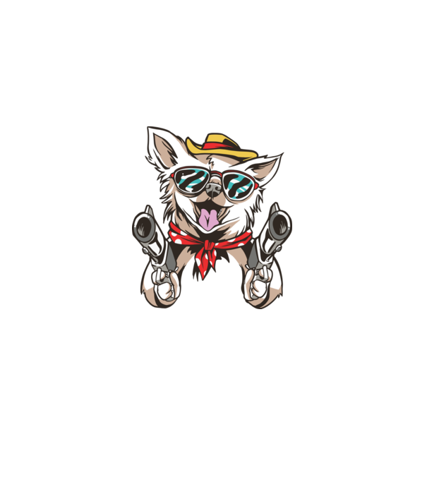 Chihuahua cu Pistol model alb pe tricou