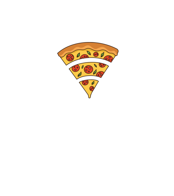 Felie de pizza Wifi model albastru închis pe tricou