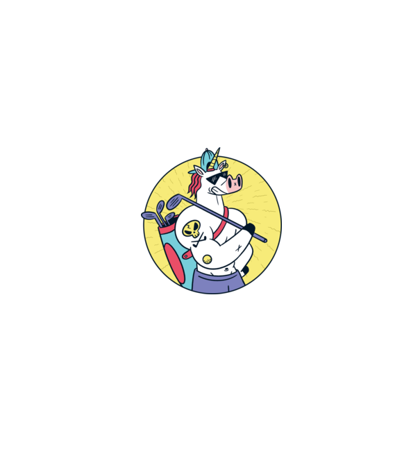 Unicorn Golf model negru pe tricou