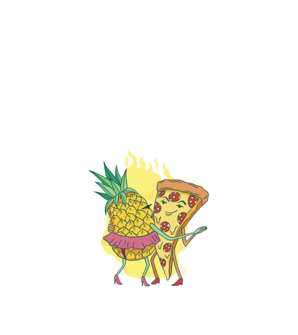 Pizza cu ananas Dragoste model negru pe tricou