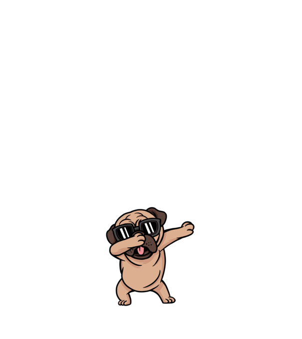 Pug DAB model alb pe tricou