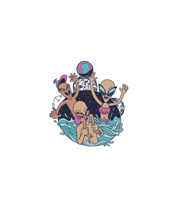 Alien Familie ștrand model alb pe tricou
