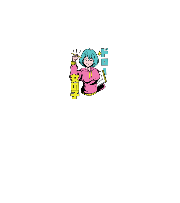 Anime fată desenând model gri pe tricou