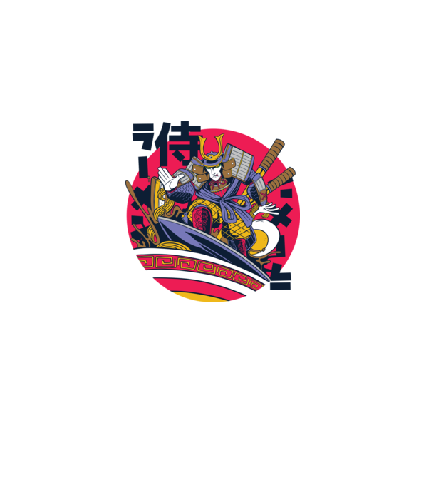 Samurai Ramen Surf model albastru deschis pe tricou