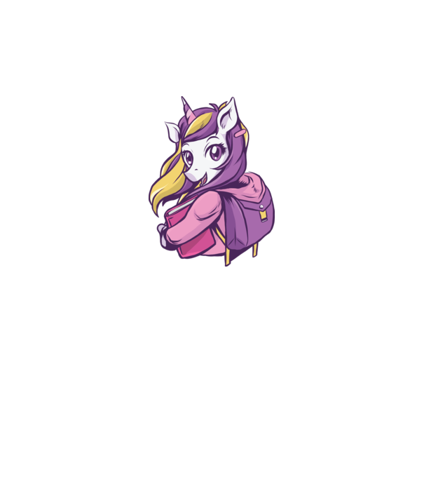 Școlăriță Unicorn model alb pe tricou