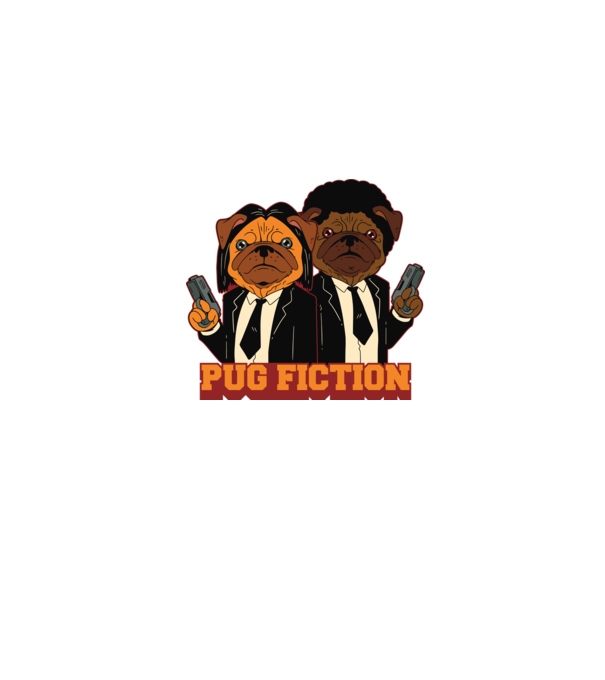 Pug Fiction Pugs Mops Pulp Fiction parodie model gri pe tricou