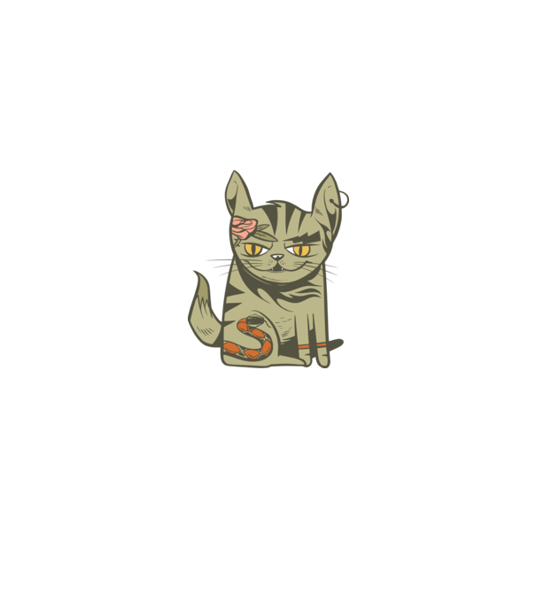 Pisoi tatuat model alb pe tricou