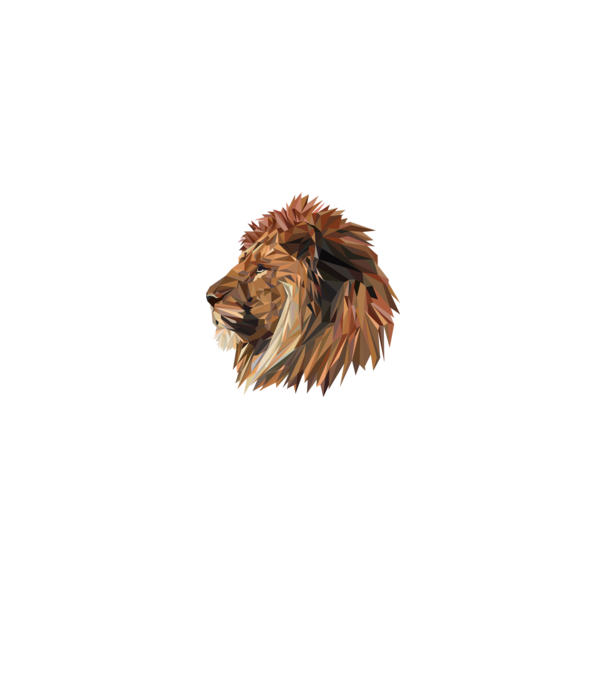 lion polygon model gri pe tricou