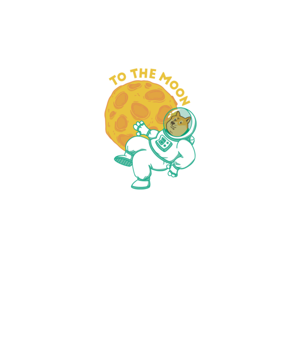 Dogecoin to the moon model negru pe tricou