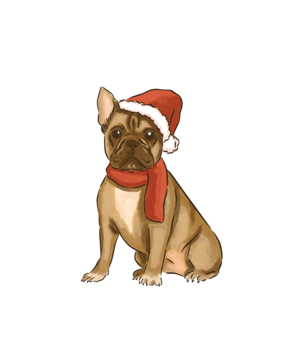 Bulldog francez de Crăciun model alb pe tricou
