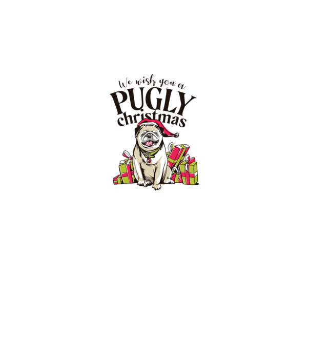 We wish You a Pugly Christmas tricou cu mops model alb pe tricou
