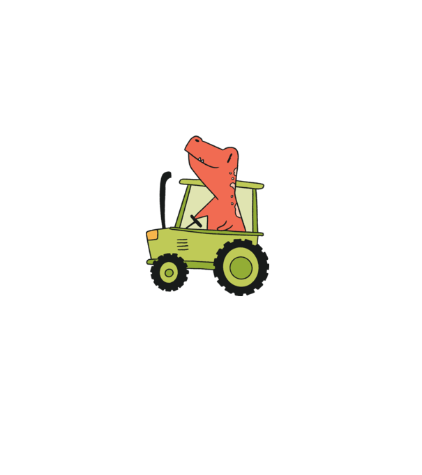 Tractor dinozaur model gri pe tricou