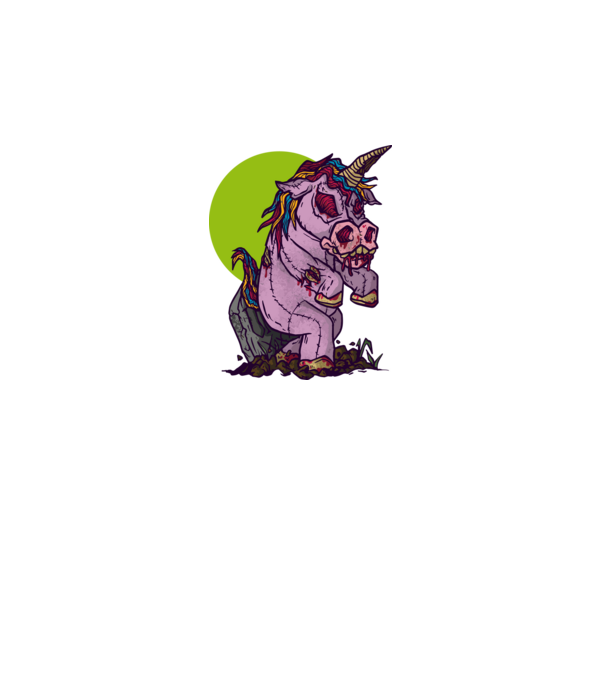 Zombie unicorn model negru pe tricou