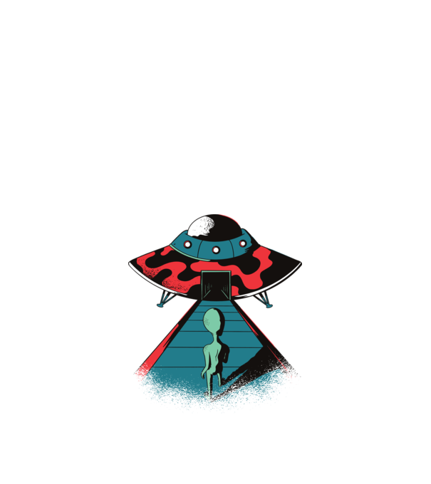 Alien Ufo model negru pe tricou