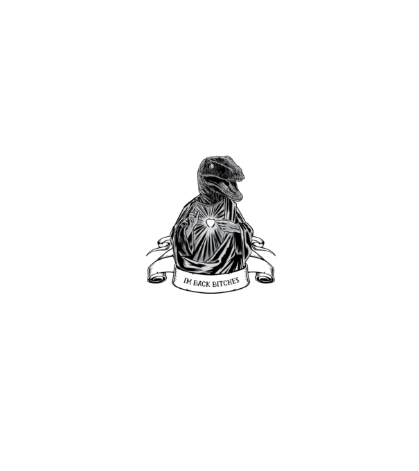 Iisus Raptor Dinozaur model alb/roșu pe tricou