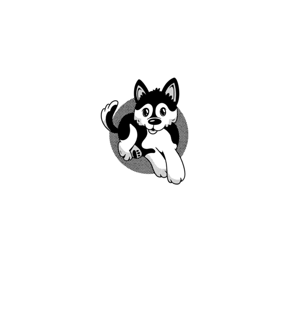Câine Pomsky model gri pe tricou