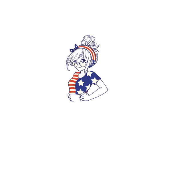 fată Americană Anime model alb pe tricou