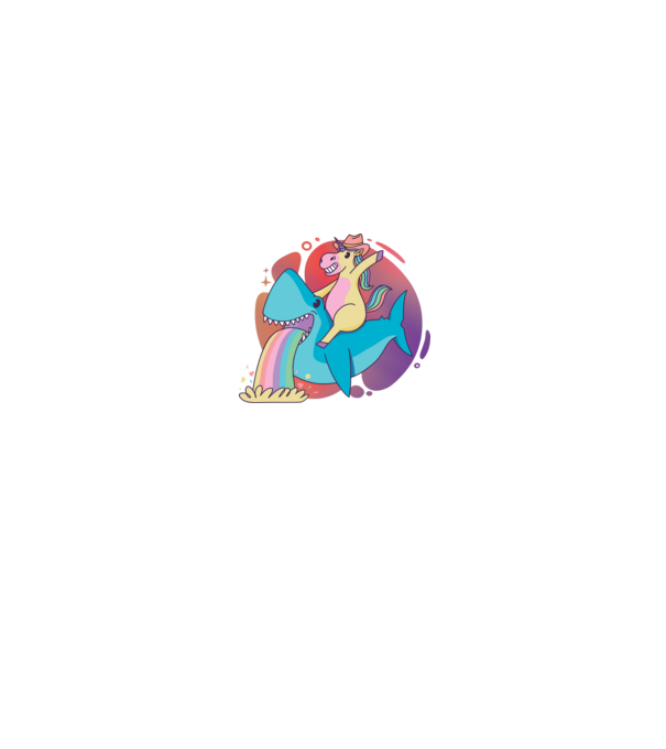 Unicorn pe rechin model negru pe tricou