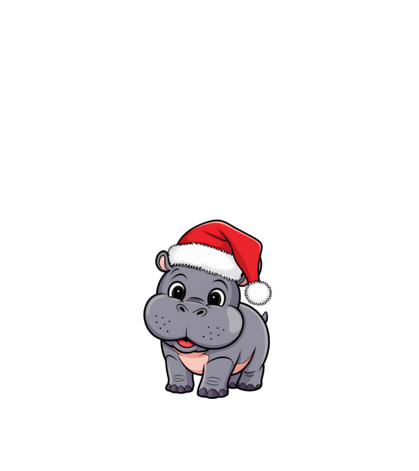 Crăciun Hippo model alb pe tricou