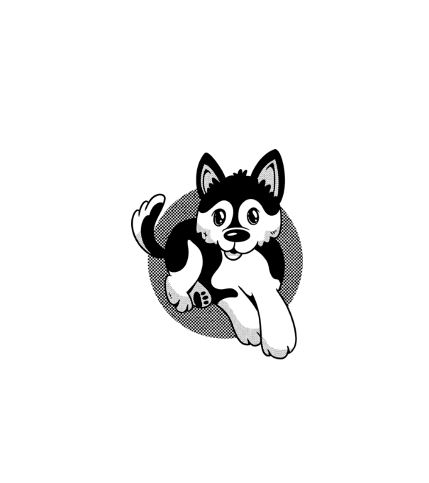 Câine Pomsky model turcoaz pe tricou